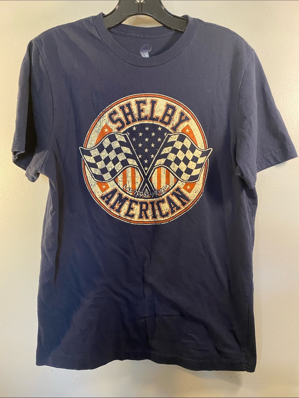 Selby Navy Tee with Americana Crest and Racing Flags